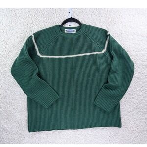 Express Sweater Mens XL Green Ribbed Knit Crewneck Stripe Vintage Style Pullover